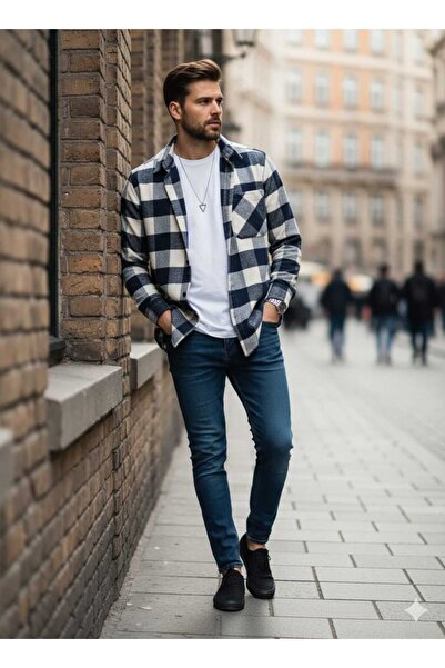 YNGMENCLASS Single Pocket Detail Carded Textured Cashmere Cotton Collar Buttoned Winter Woodcutter Shirt