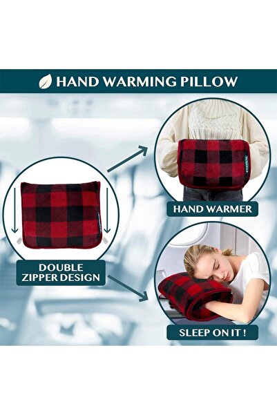 PAVILIA Travel Blanket with Pillow Bag, Soft Microfiber, 60 x 43 in, Red Gingham