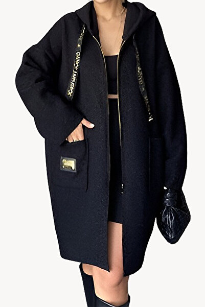 Curvy Trend Plus Size Hooded Boucle Fabric Coat