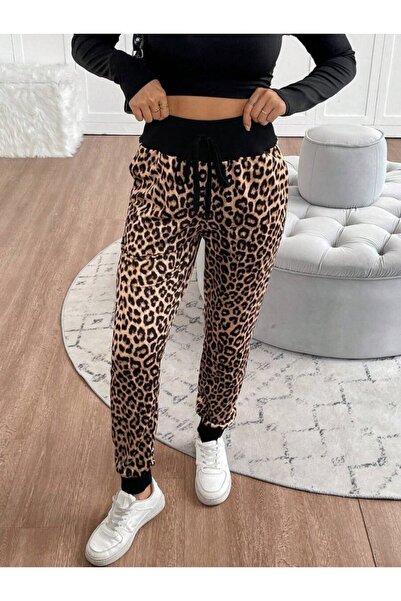 Kanonik Education Women's High Waist Lace-Up Patterned Two Thread Pants