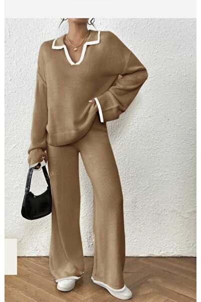 Cemre Life New Deux Polo Neck Sweater Pants Knitwear Set