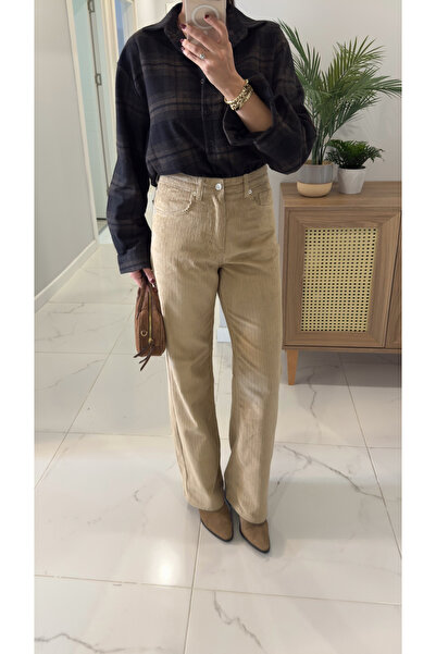 BİRCANÇİL ZR Dute Μπεζ βελούδινο ίσιο τζιν