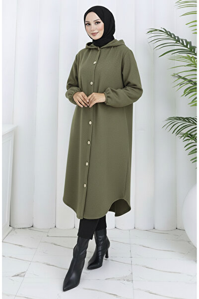 sefamerve Buttoned on the Front Hooded Cap 0188-04 Khaki Green