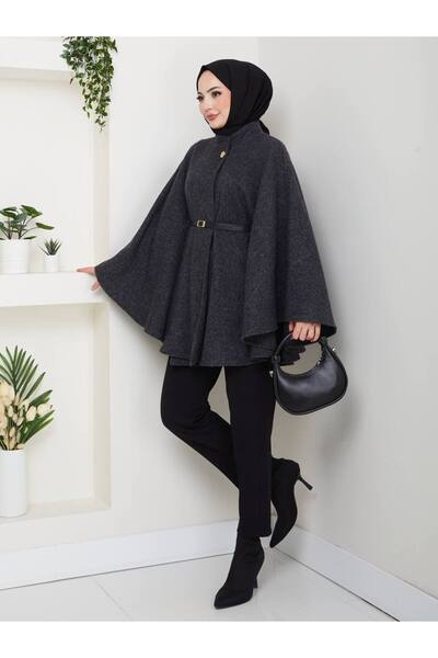 FERHEL Women's Mock Neck Oversized Long Imported Cashmere Poncho Size 38/46