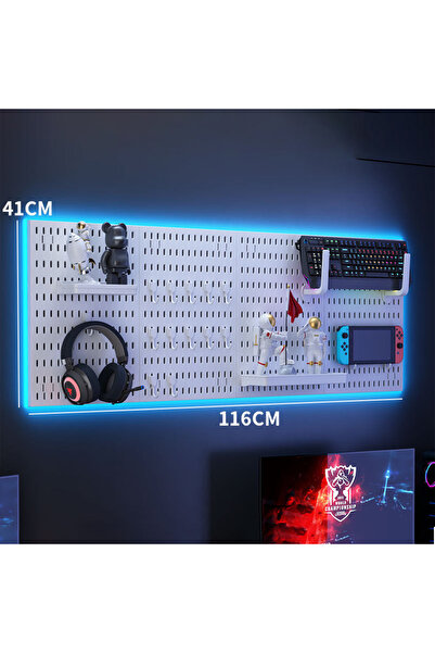 Sumkyle مجموعة لوحة تعليق مثبتة على الحائط مع منظم ملحقات (مصابيح LED غير متض...