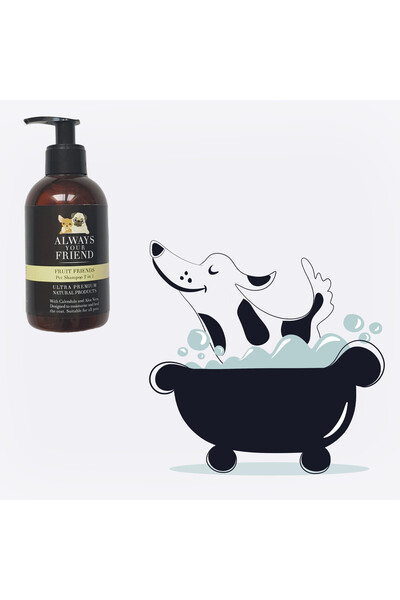 Always Your Friend Fruit Friends 2 in 1 Pet Shampoo & Conditioner, Handmade, Dilutable 1:20, 250 ml