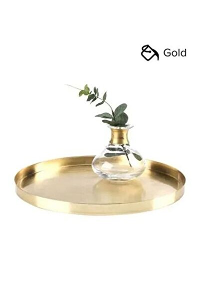 Arabest Round Tray, Serving Tray, Decorative Tray, Storage Tray for Cosmetics Jewelry, Gold