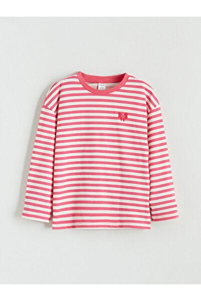 LC Waikiki Κοριτσίστικο μπλουζάκι με ριγέ λαιμόκοψη