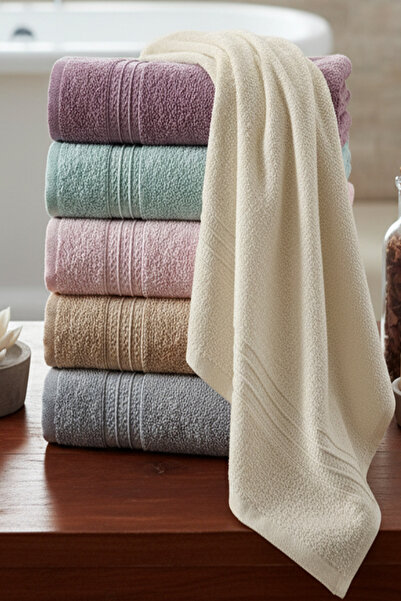 Çeyizim مجموعة مناشف اليد والوجه من رينبو تاتش مكونة من 6 قطع |   منشفة ناعمة وعالية الامتصاص |   50×90 سم |   100% قطن