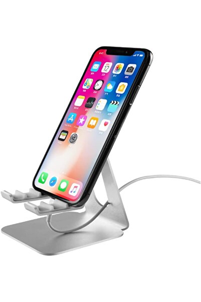 Arabest Adjustable Cell Phone Stand, Aluminum Desktop Phone Dock Holder Compatible with iPhone, Silver