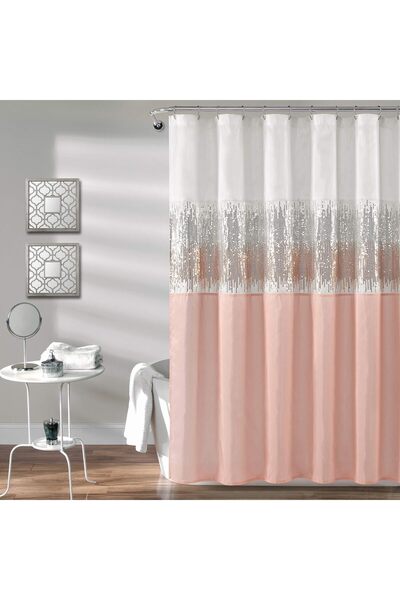 Lush Decor ستارة حمام من قماش الترتر - سماء الليل، ١٫٨٣ متر × ١٫٨٣ متر، أبيض ...