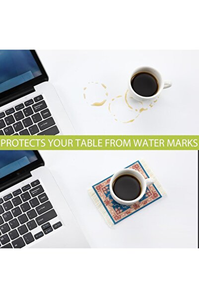 Generic Oriental Design Table Cup Coasters, Rectangular Fabric Drink Holders, Nylon & Rubber, 10-Pack (Prebo