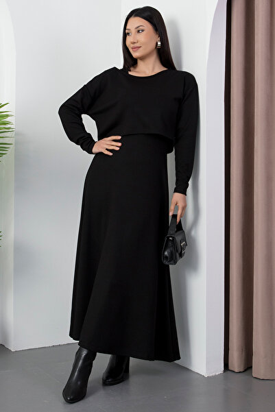 PULLIMM Strap Dress Long Sleeve Blouse Two-Piece Suit Dks1361