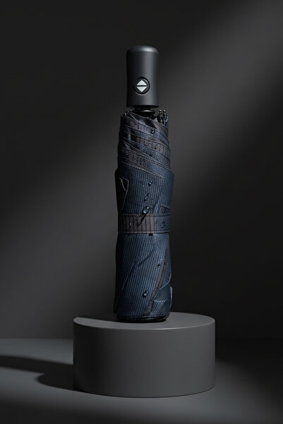 Genel Markalar Lacivert Renk Otomatik Şemsiye Fiber Tel Rüzgara Dayanıklı Sağ...