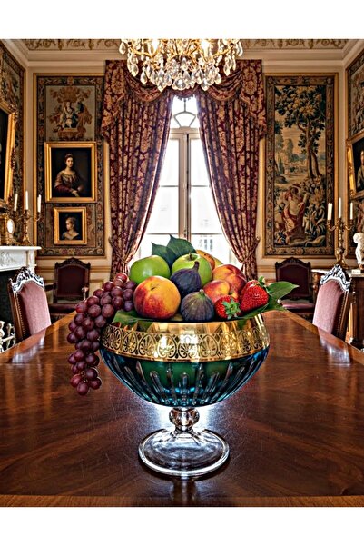 DECOSTYLE Footed Gold Gilt One Decoration Turquoise Bowl