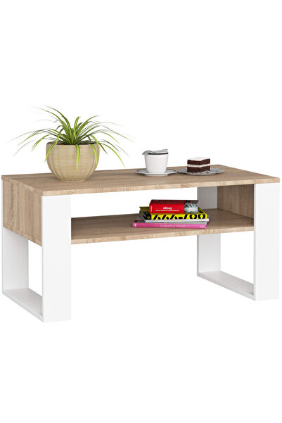 SERSIMO Masă de cafea Domi cu raft inferior, blat laminat, 92x50x45 cm, steja...