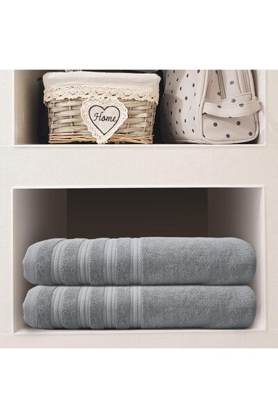 Hotel Linen Klub Bath Towels 2-Pack, 100% Ring-Spun Cotton Terry, 600 GSM, 70x140 cm, Silver