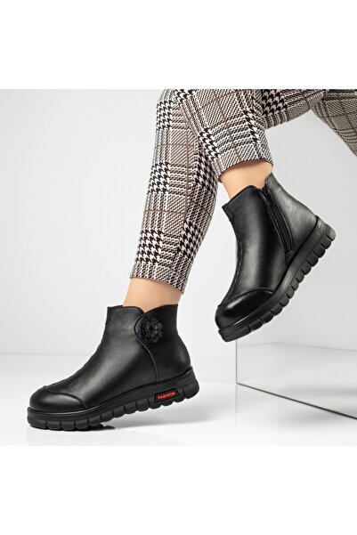 Modlet.ro Women's black thick-sole boots with zipper MOD07627