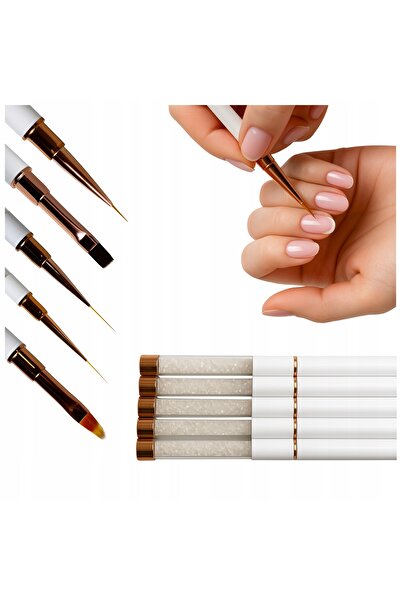 zola Set of 5 manicure and pedicure brushes, for models, soft synthetic bristles, protective cap