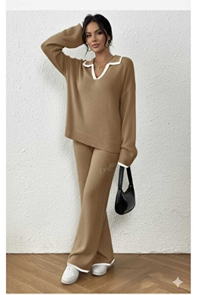 Cemre Life New Deux Polo Neck Sweater Pants Knitwear Set