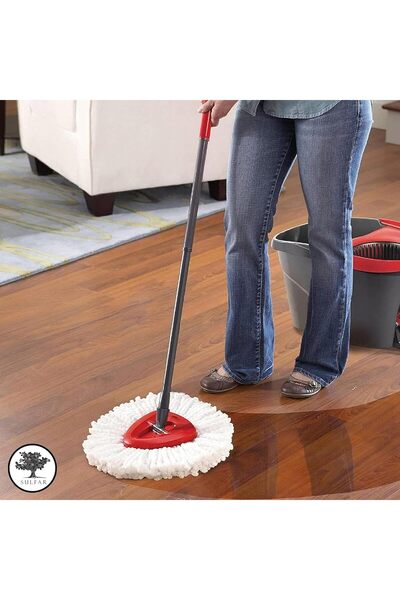 SULFAR Spin Mop and Bucket Set with Foot Pedal and Telescopic Handle 85-123 cm, 2-in-1 Microfiber Mo