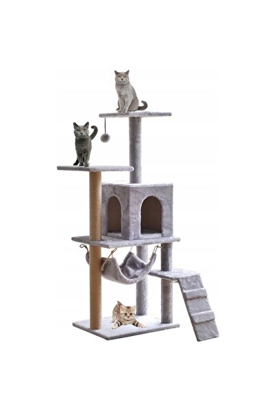 zola Cat play set, 6 levels, ladder, house, scratching post, 65 x 68 x 124 cm, gray