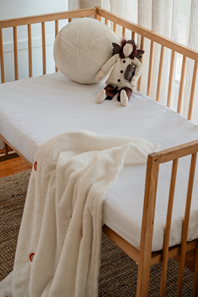 Wheeppo ملاءة سرير مرنة من القطن الخالص 100% - سرير بارك أبيض مقاس 70×130 و80×130