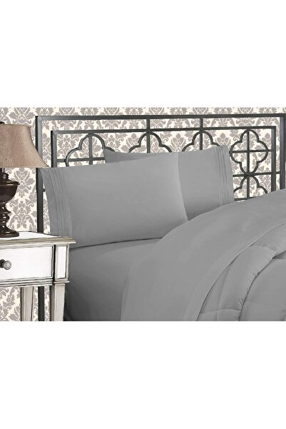 Elegant Comfort Luxury 4-Piece Sheet Set, King, Silver - Light Gray