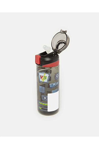 REDTAG Black Printed Water Bottle (600ml)