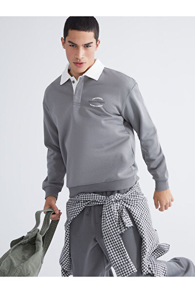 LC Waikiki Özmarka New Season Polo Neck Printed Men's Sweatshirt
