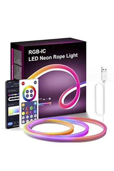 LOONATIQ LED Neon Strip, 5 m, Bluetooth, RGBIC, Alexa & Google Assistant Compatible, Music Sync, IP6