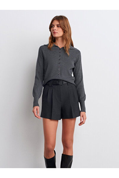 Dilvin Wool Blend Buttoned Knit Sweater