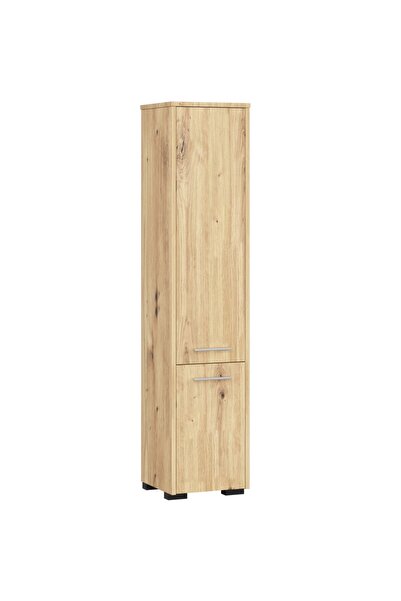 SERSIMO Dulap de baie tip coloană cu 2 uși și 5 rafturi, PAL laminat, 30x30x140 cm, stejar