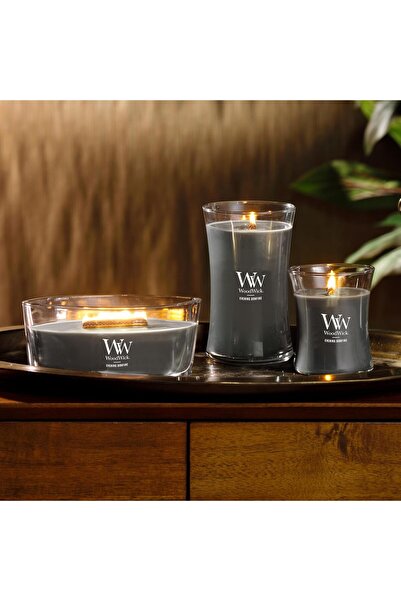 Generic WoodWick Medium Hourglass Candle - Evening Bonfire Scent, Soy Wax, Wooden Wick