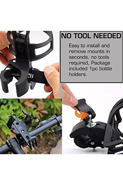 zola Water bottle holder with handlebar grip, for electric scooter, bicycle, cart, 14.5 x 14 cm, black