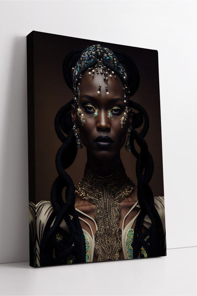 KOSS Dijital Portret de femeie africană Eleganță etnică Artă regina de lux Pictură decorativă modernă pe pânză