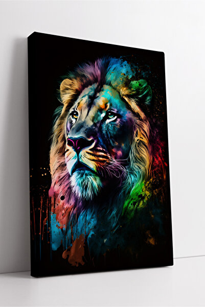 KOSS Dijital Pictură pe pânză cu leu colorat, stil de artă abstractă, decor m...