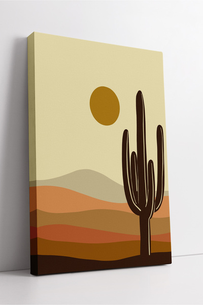 KOSS Dijital Tablou de pânză boho cu vedere la cactus și la deșertul soarelui...