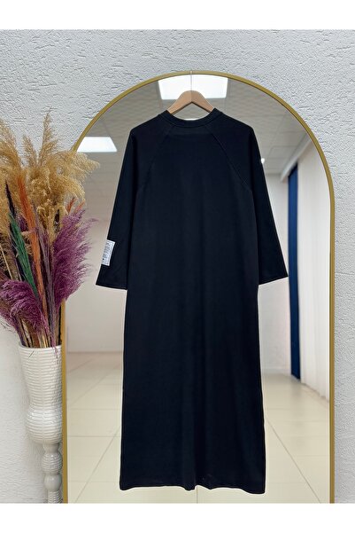 MİHRA STORE Φόρεμα Αλέσια Ρέγκλαν με λογότυπο στο μανίκι-NA2368 Μαύρο