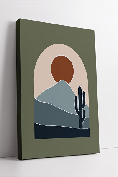 KOSS Dijital Tablou de pânză minimalist cu tematică de munte și cactus, decor...