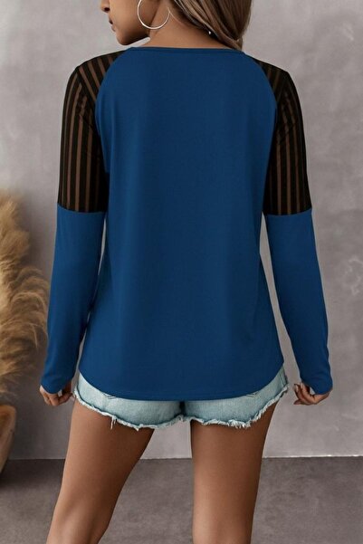 Mossta Long Sleeve Zippered Viscose Blouse - Petrol Green