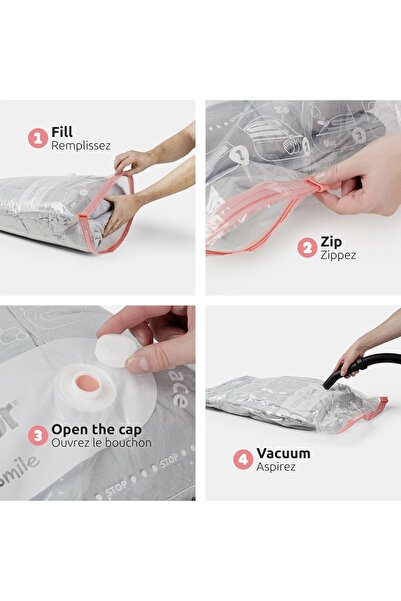 COMPACTOR Vacuum Storage Bags, L (80×100 cm), 6-pack, 0.065mm LDPE + Nylon