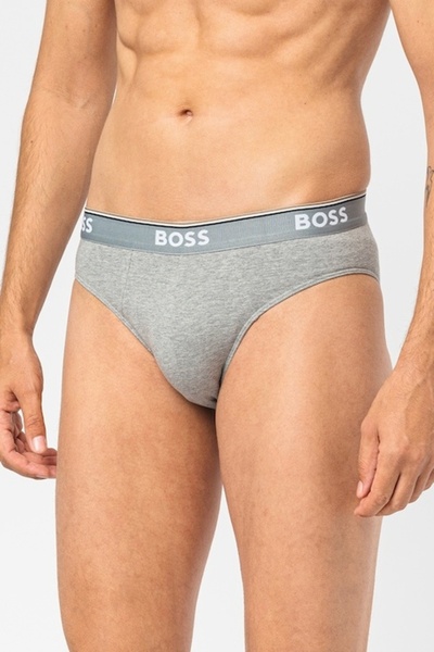 BOSS set of briefs with logo waistband - 3 pairs, Black/White/Grey melange, XL