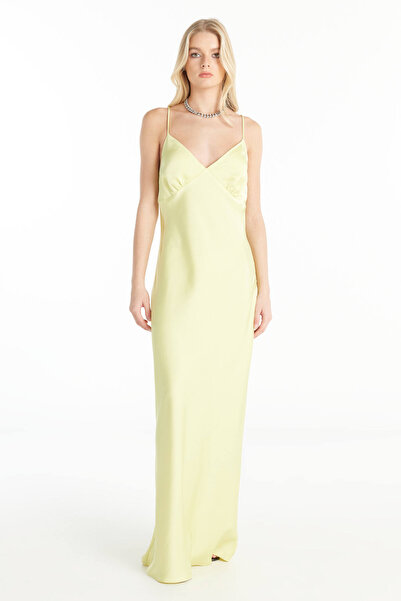 Ted Baker SÜLFÜR SARI GÖĞÜS KUPLU ASKILI UZUN ELBİSE