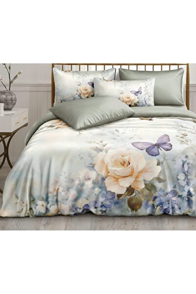 CHIRASO CHIRASO Bed Linen, Fine SATIN 4 Pieces ELASTIC Fitted Sheet 180x200 Duvet Cover 200x230 2 Pillowcases