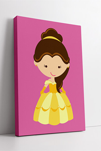 KOSS Dijital Tablou pe pânză cu figură prințesă galbenă, fundal roz, cameră p...