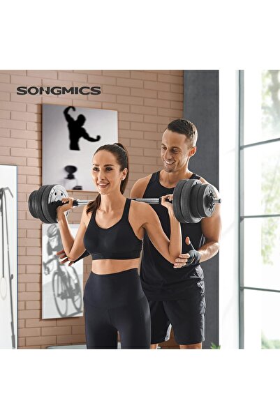 SONGMICS Set gantere și haltere reglabile 2x15kg cu bară de oțel