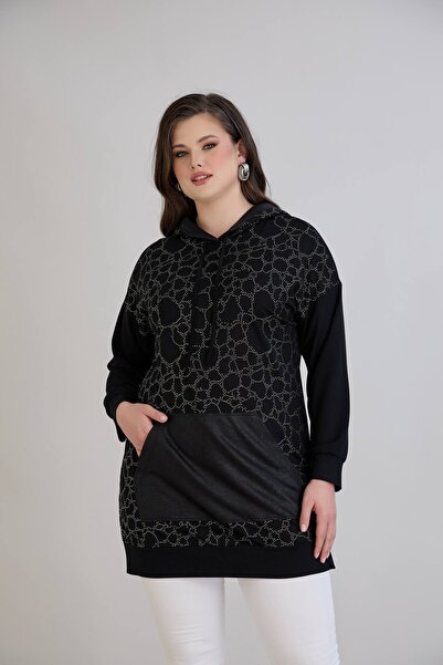 TUSSE Elegant Women's Dot Printed Plus Size Sweat Blouse