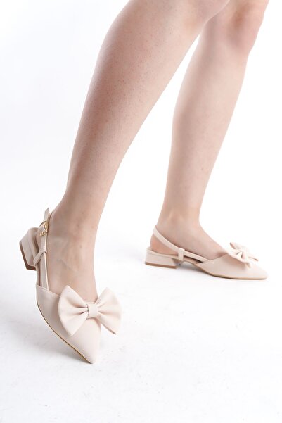 FEMME Γυναικείο στιλέτο με μυτερό φιόγκο Λεπτομερή παπούτσια με τακούνι με αν...