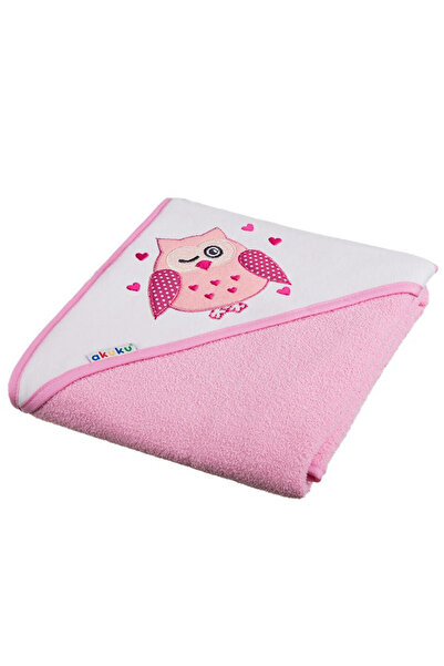 Akuku Hooded bath towel 80x80 cm made of cotton Pink Owl